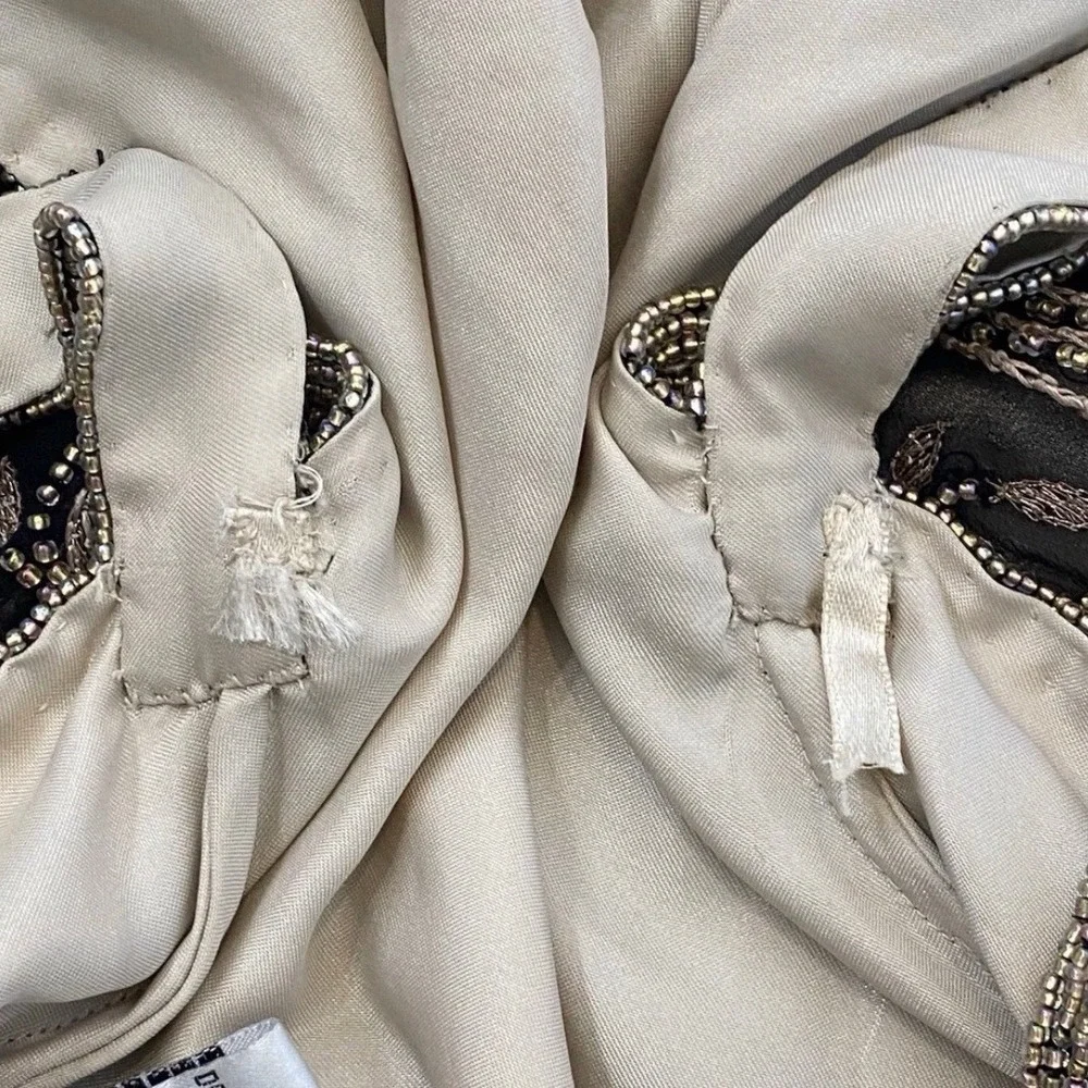 Vintage Cache Silk Beaded Open Back Formal Y2K Gown Dress Black 90s Size 2 - Picture 14 of 16